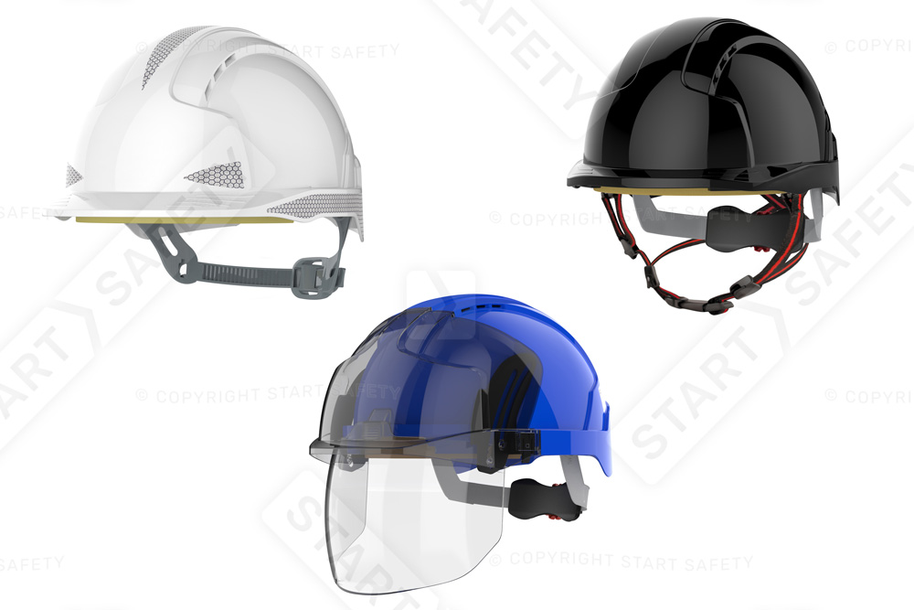 JSP Evolite Evo5 and Vistashield Idustrial Safety Helmets