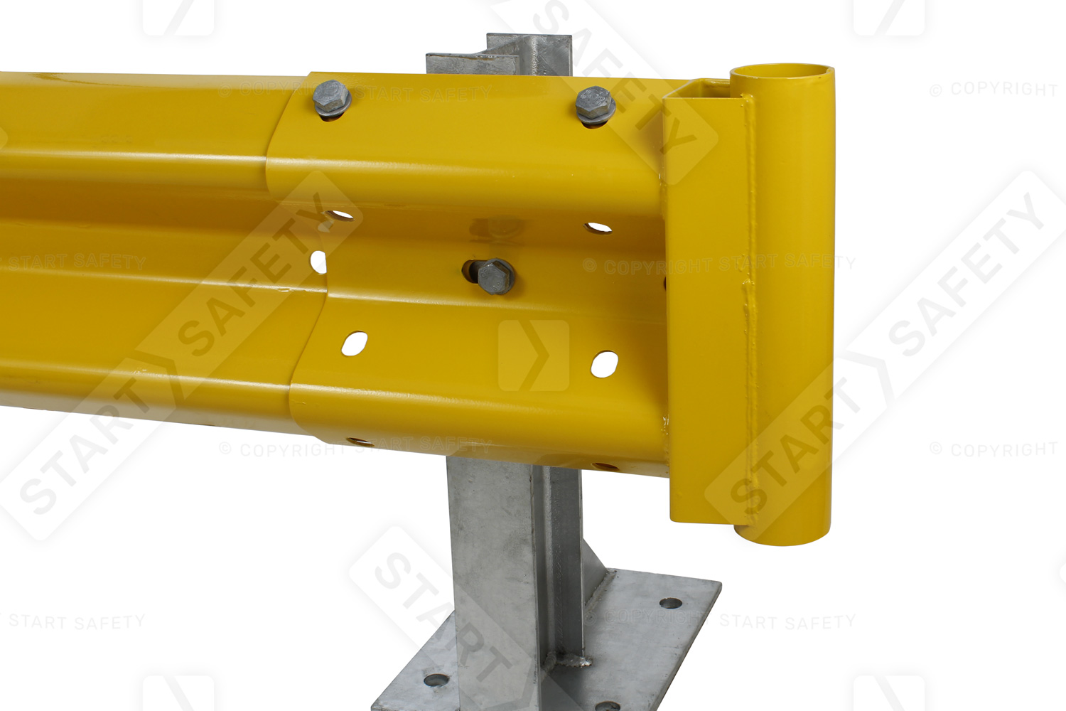 Yellow Scroll Armco End Cap On Beam