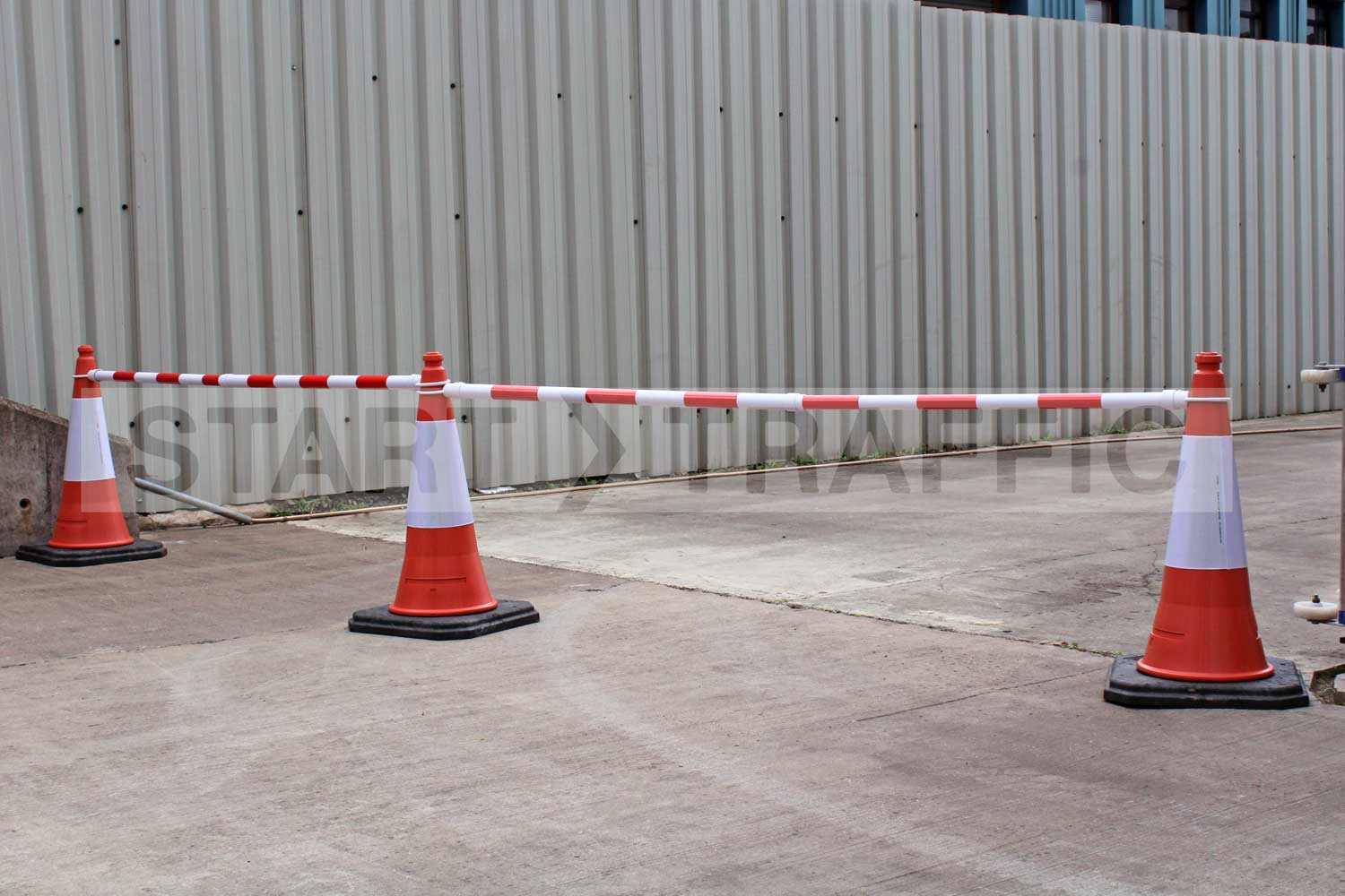 Expandable Cone Bar Barriers in use blocking exit