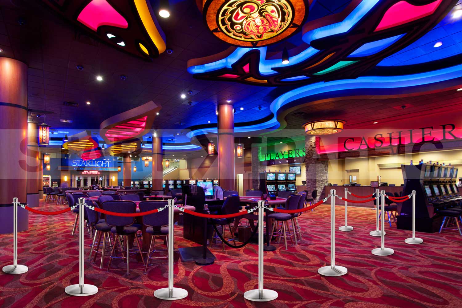 Velour Barriers set up in a casino
