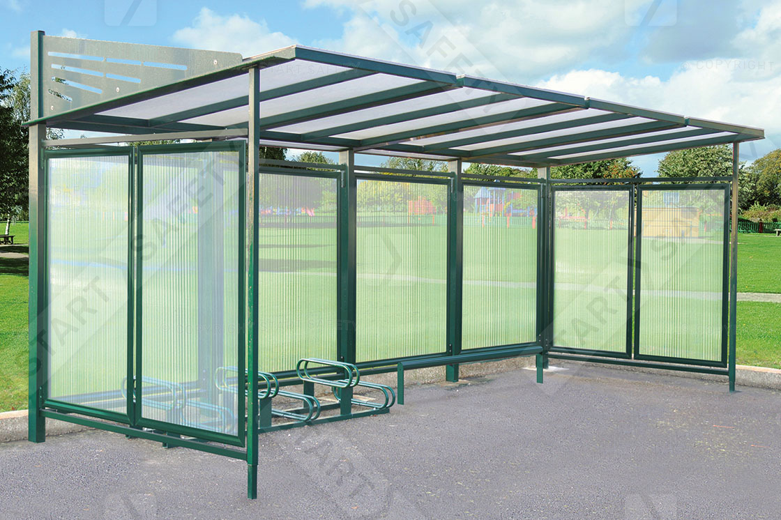 Conviviale bike shelter in green installed