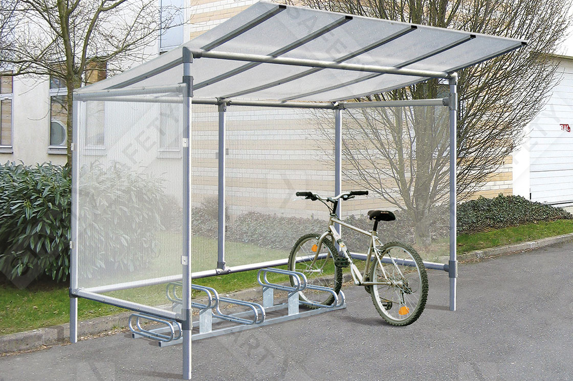 Economy aluminium bike shelter installed