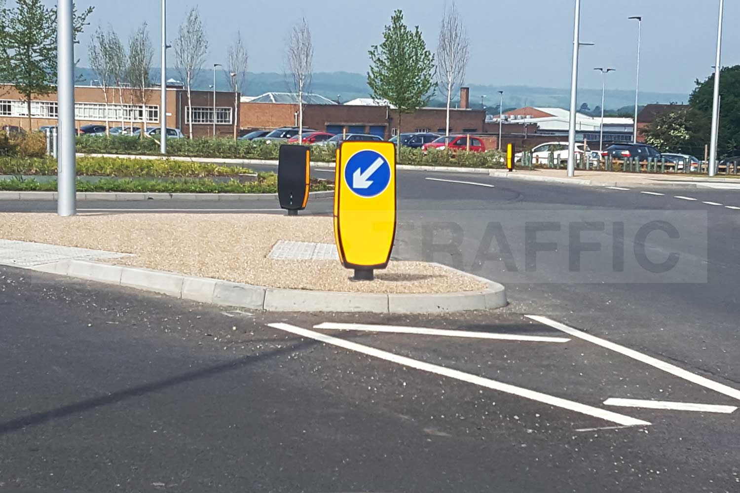 Evo-S Bollard on approach to roundabout