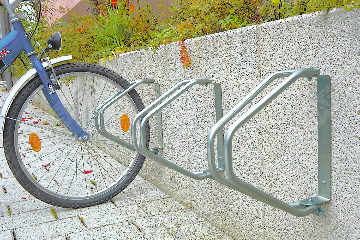Wall mountable bike rack installed