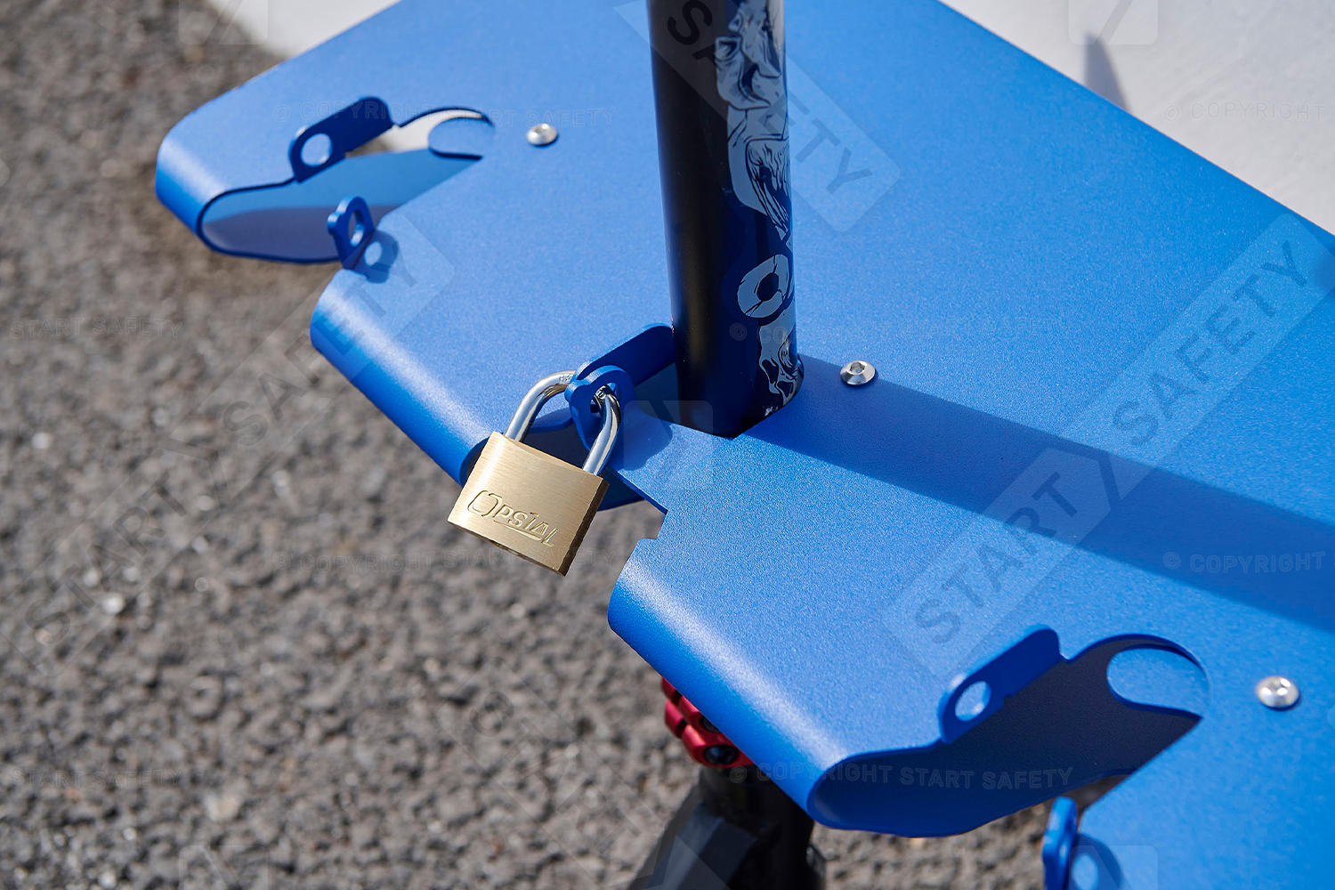 Scooter Rack With Scooter Locked Closeup