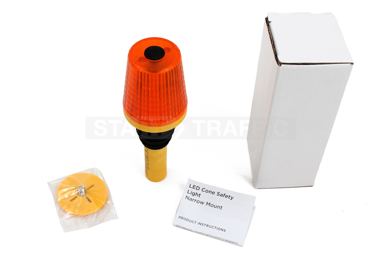 Image Showing 360D Traffic Cone Safety Light Fitted To Different Cones