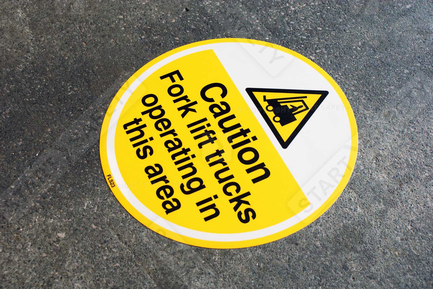 Caution Forklift Trucks floor sign in factory