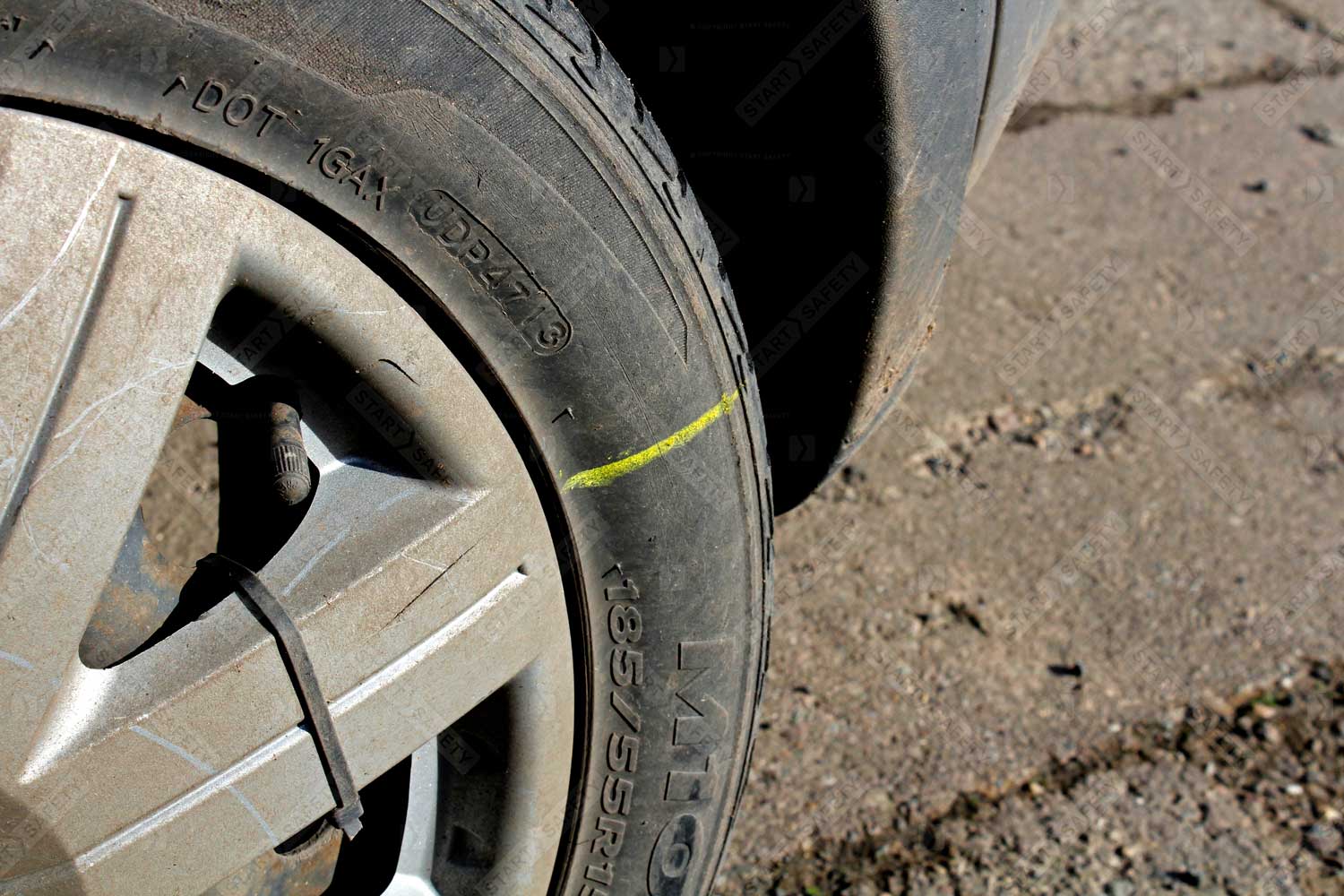 Marking a Car Tyre