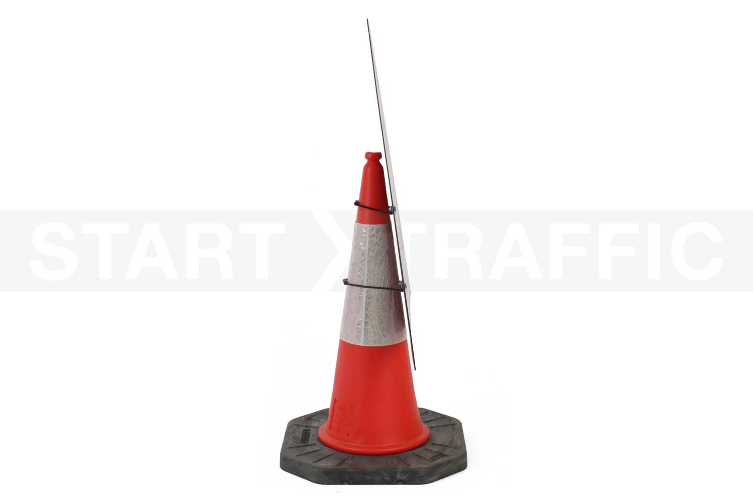 Side profile of cone sign on cone