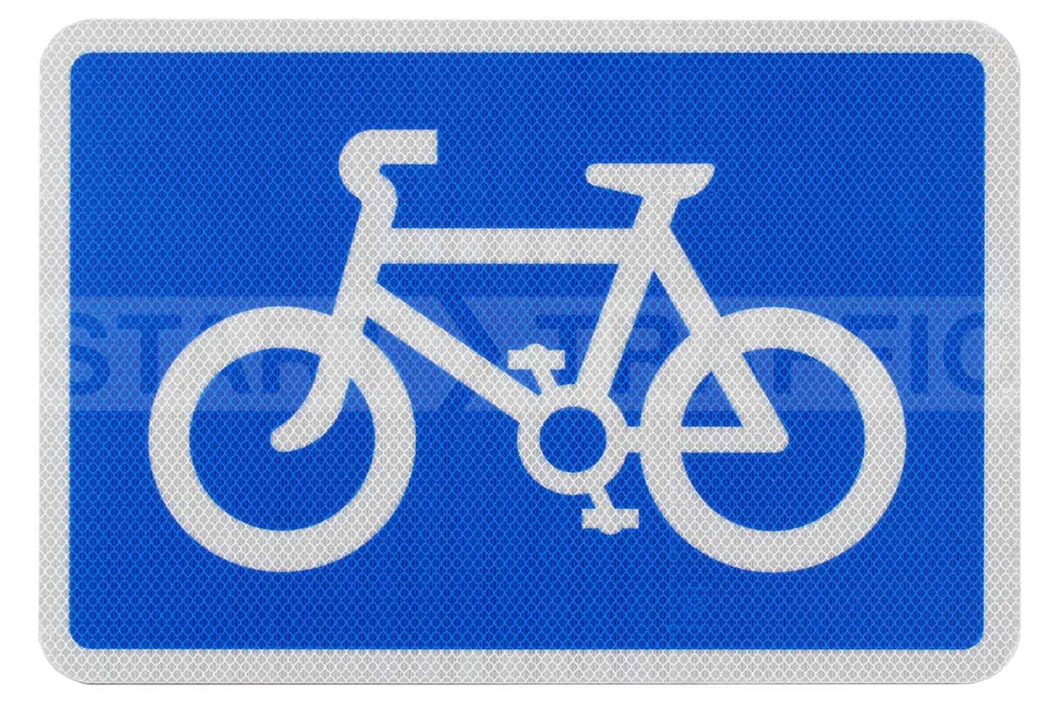 Cycle Route Sign Bike on Blue Background