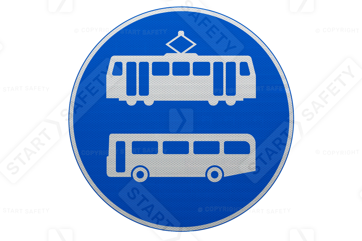 Tramcars and Buses Only Post Mounted Sign 