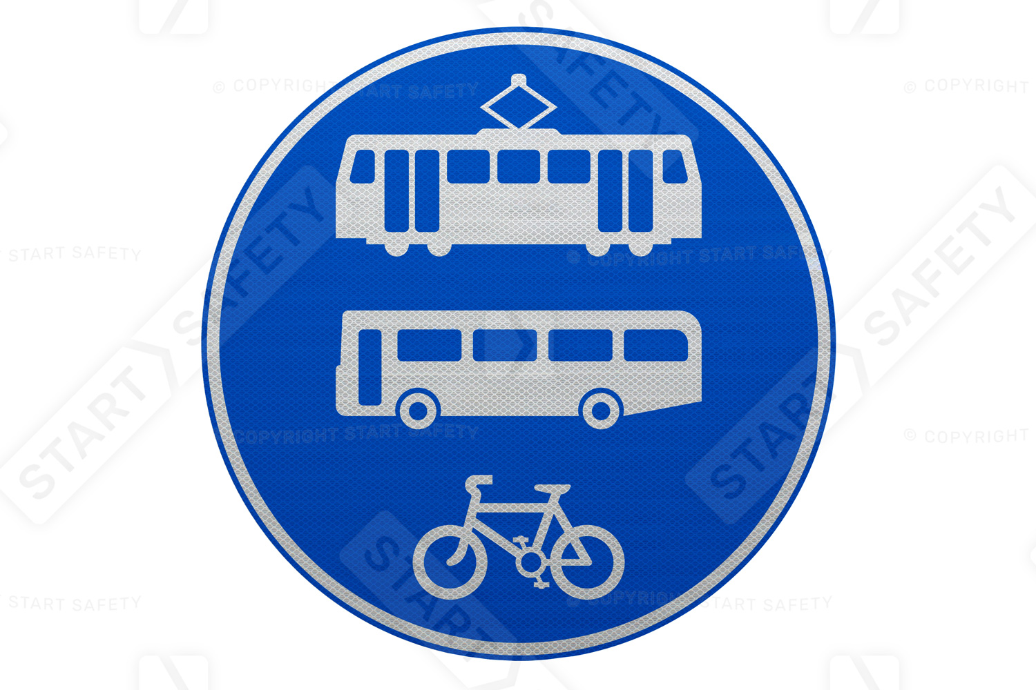  Tramcars, Buses and Bikes Only Post Mounted Sign 