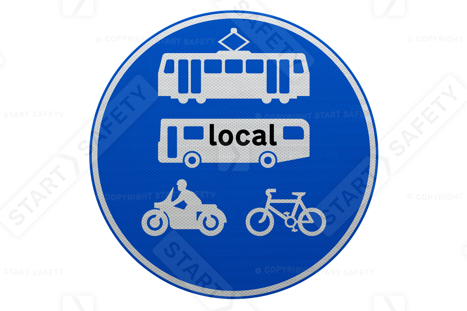 Tramcars, Local Buses, Cycles and Motorbikes Only Post Mounted Sign 