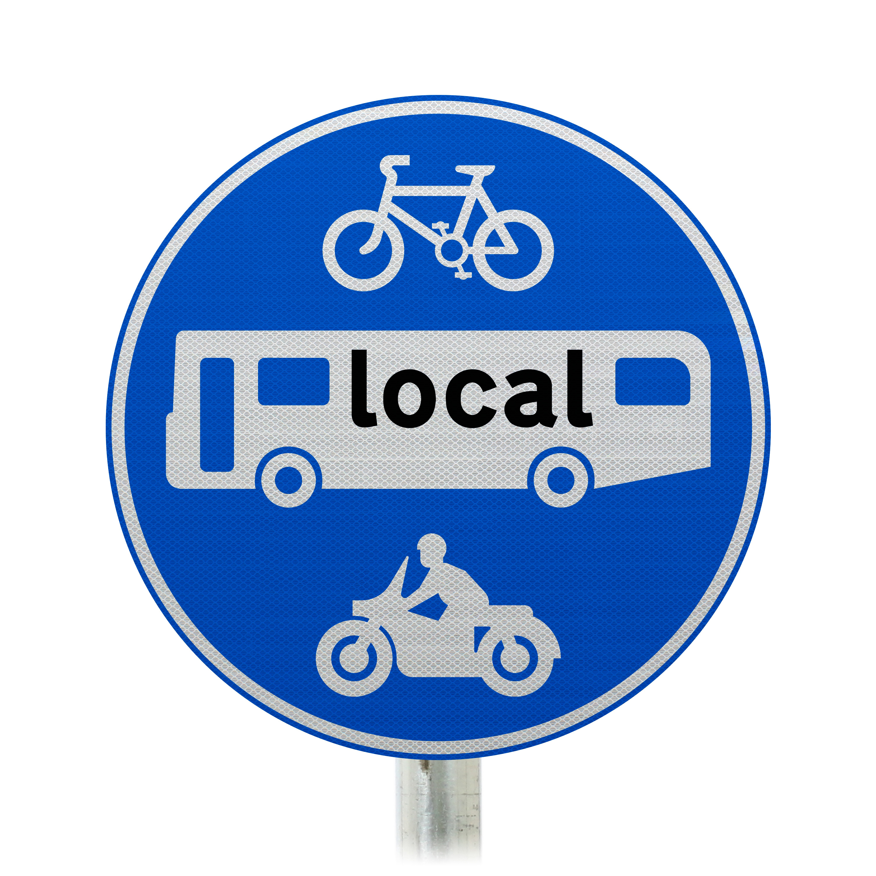 Local Buses, Cycles and Motorbikes Only Post Mounted Sign 