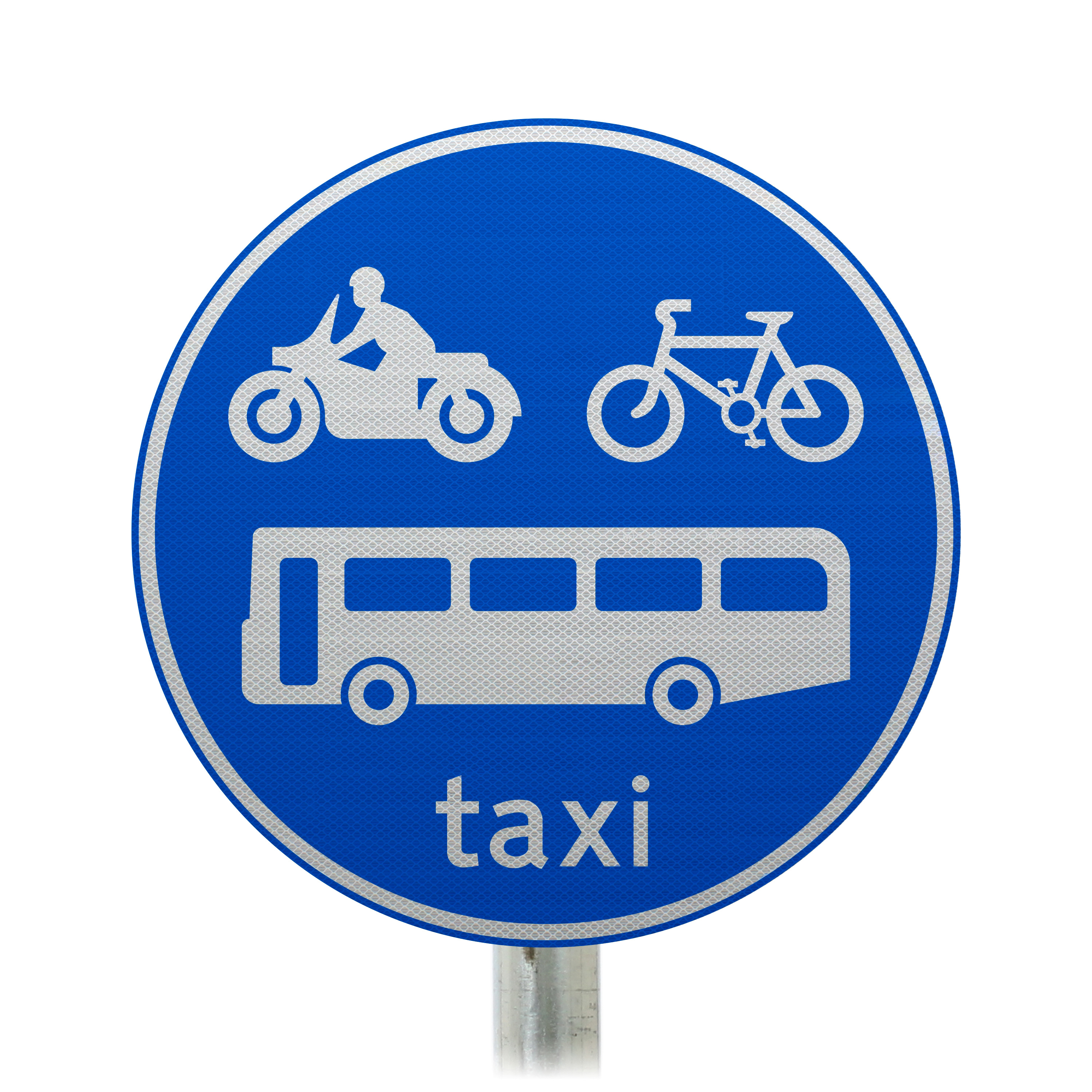 Buses, Cycles, Motorcycles and Taxis Only Post Mounted Sign 