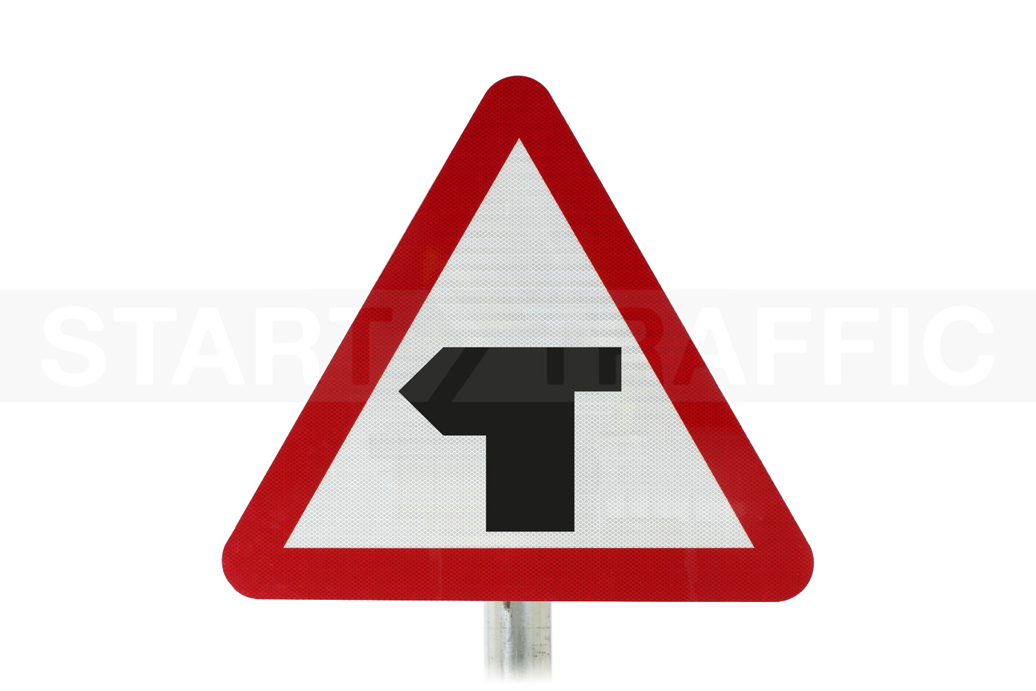 T-Junction left priority post mounted sign
