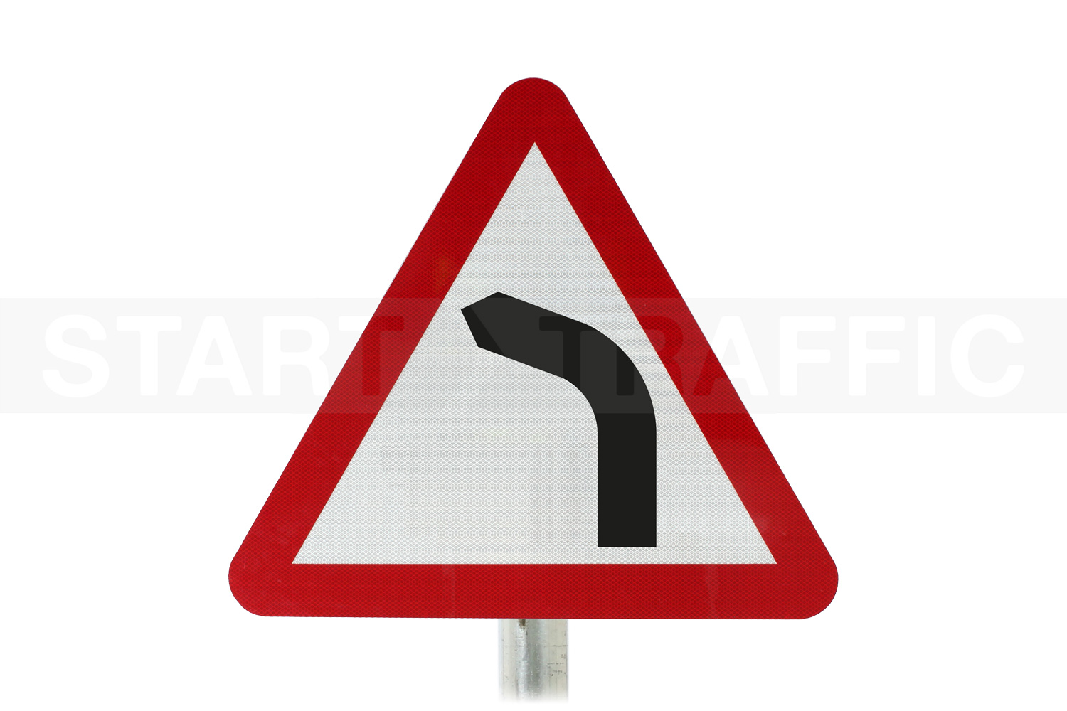 Bend Ahead To the Left Post Mounted