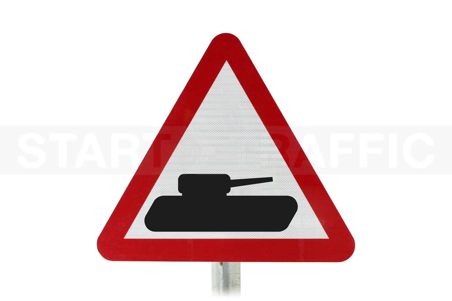 slow moving military vehicles post mounted sign