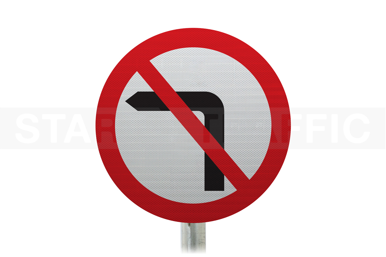 no left turn Ahead Post Mounted Sign 