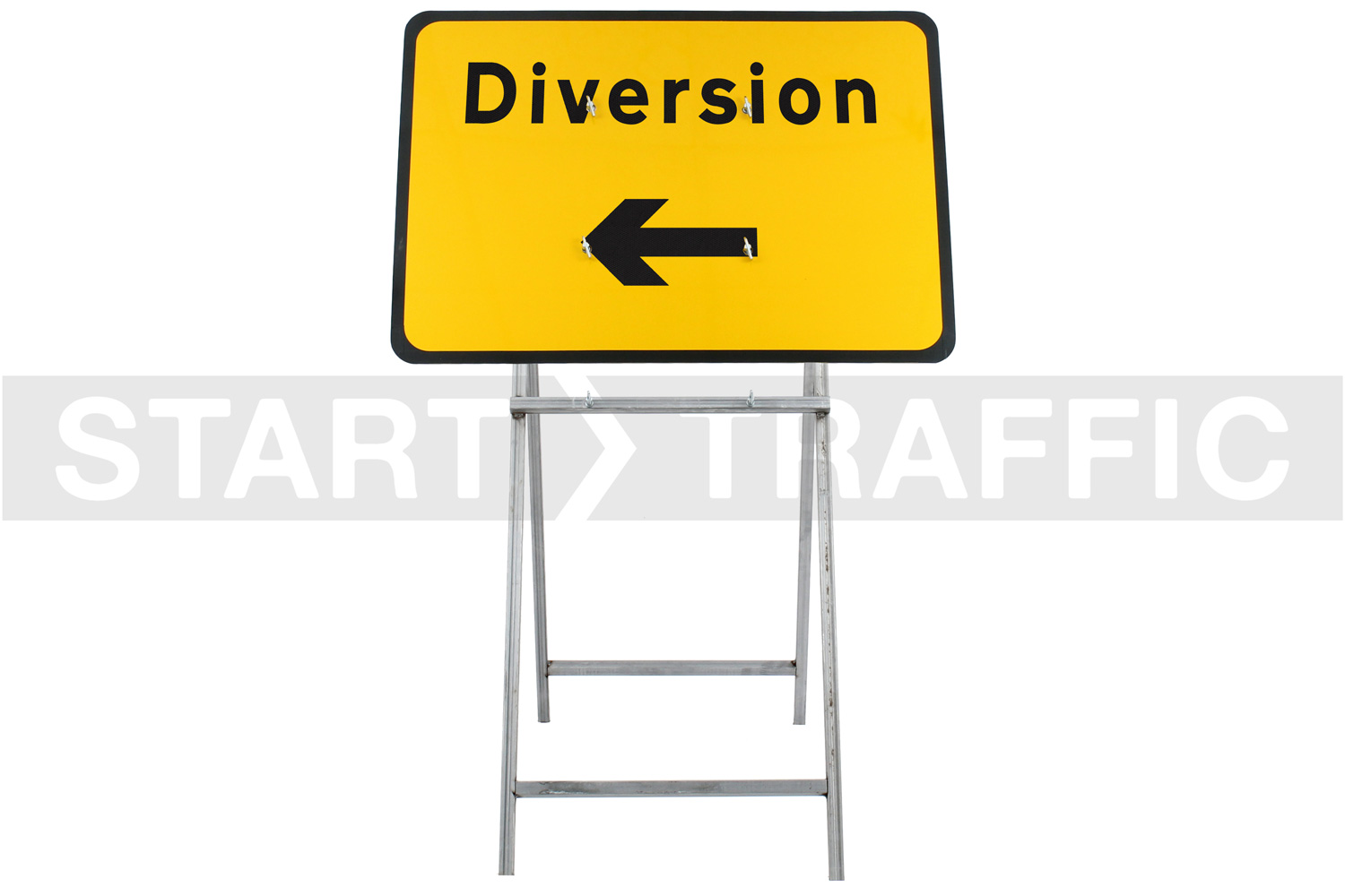 Diversion Left Sign Mounted on Quick Fit Mini Frame