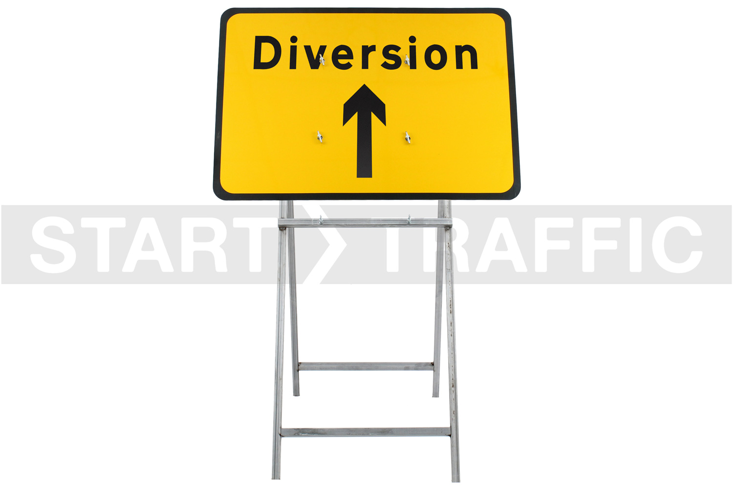 Diversion Straight Ahead Sign Mounted on Quick Fit Mini Frame