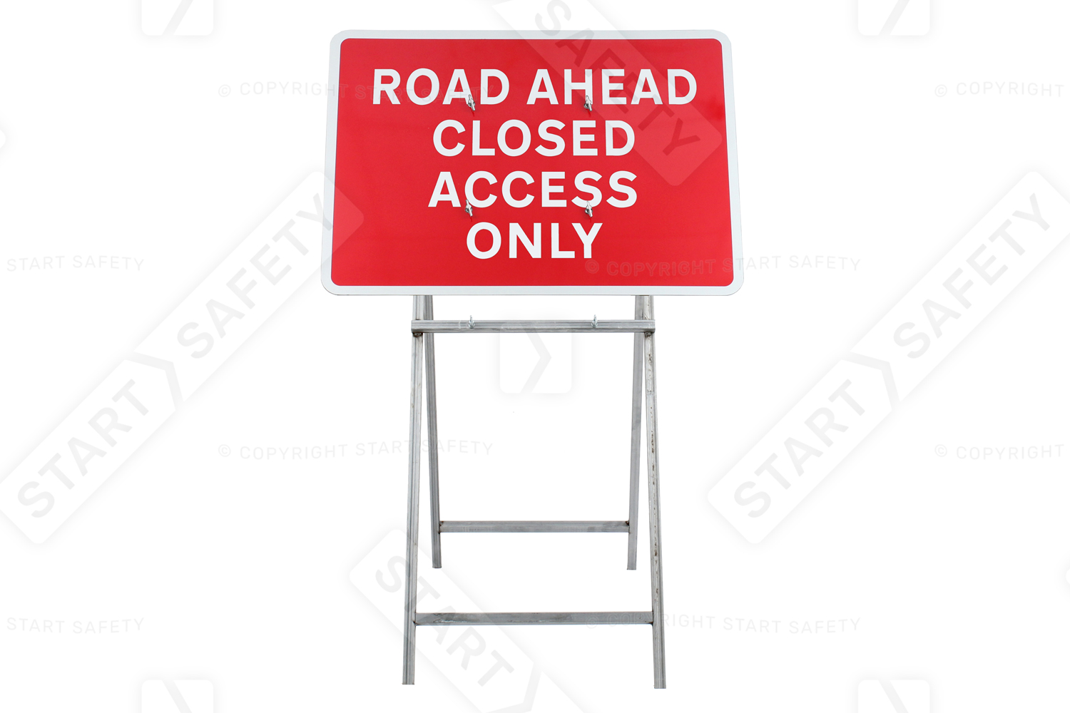 Road Ahead Closed Access Only Sign Mounted on Quick-Fit Mini Frame