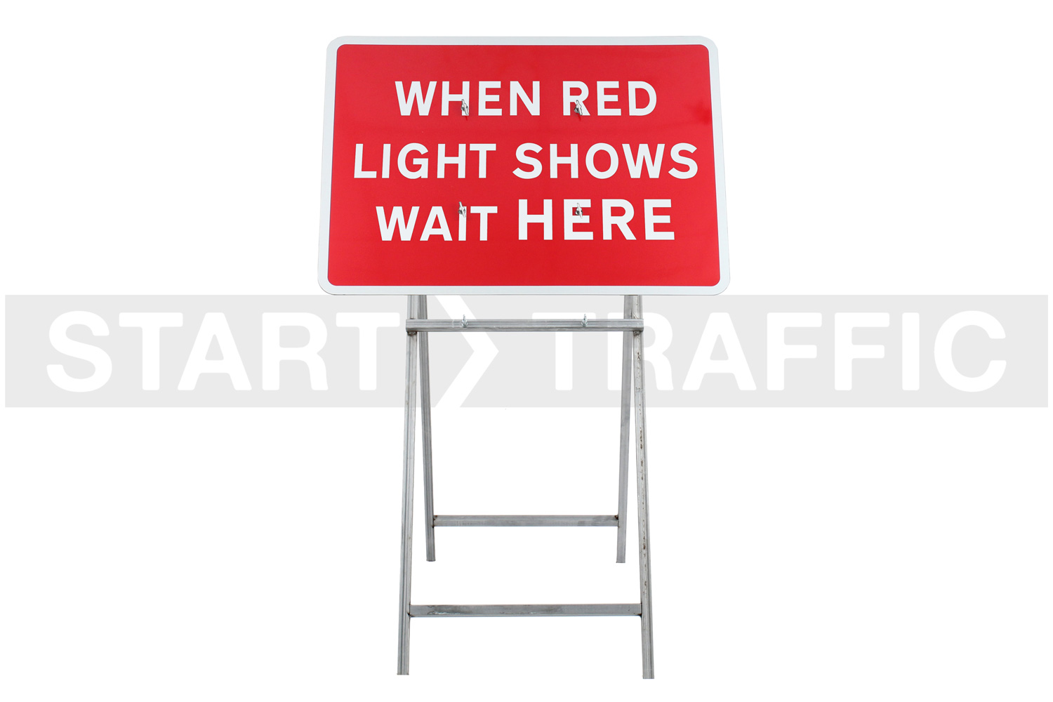 When Red Light Shows Wait Here Sign Mounted on Quick-Fit Mini Frame