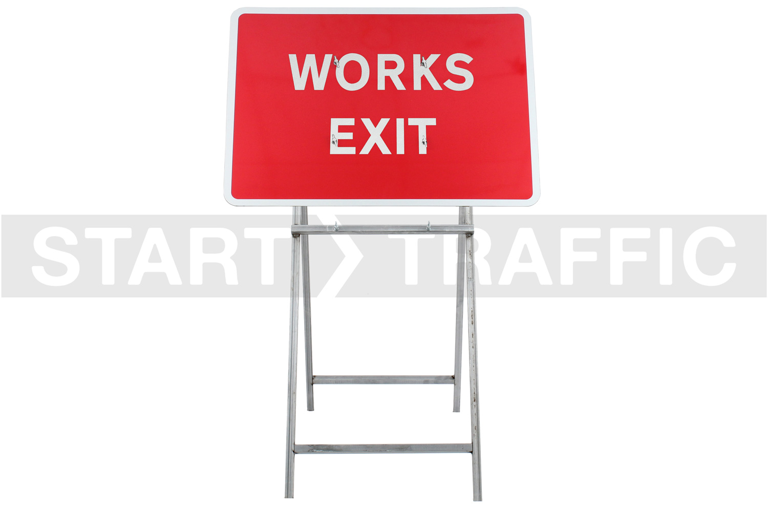 Works Exit Sign Mounted on Quick-Fit Mini Frame