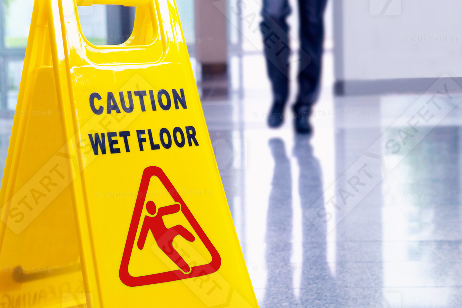 Wet floor A-frame in use