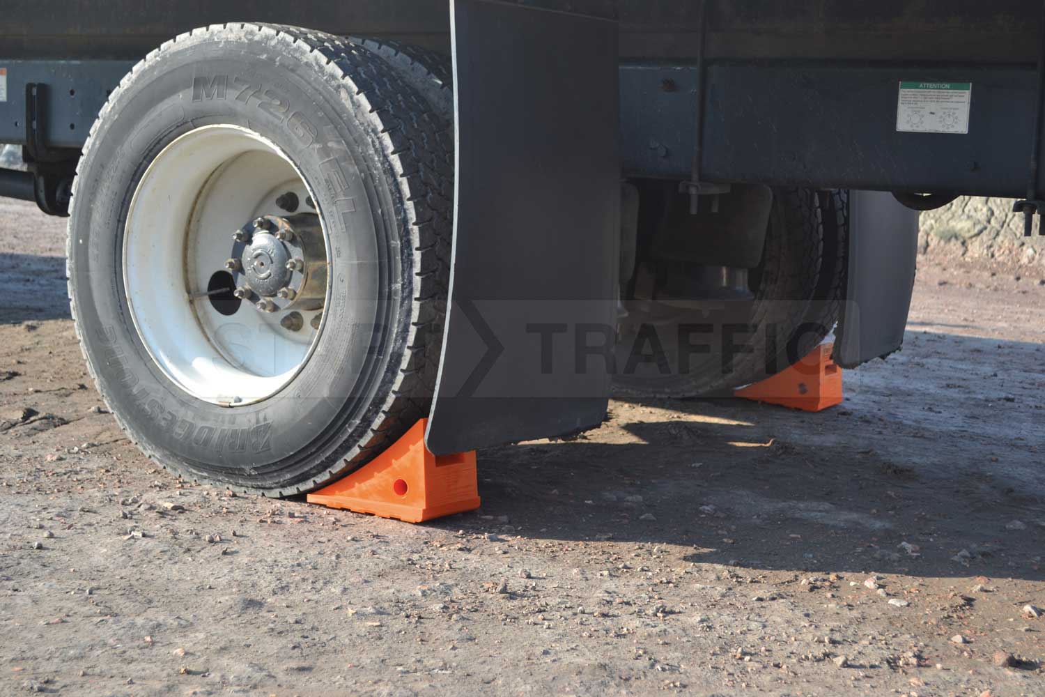 UC1500 Wheel Chock being used with Quarry vehicele